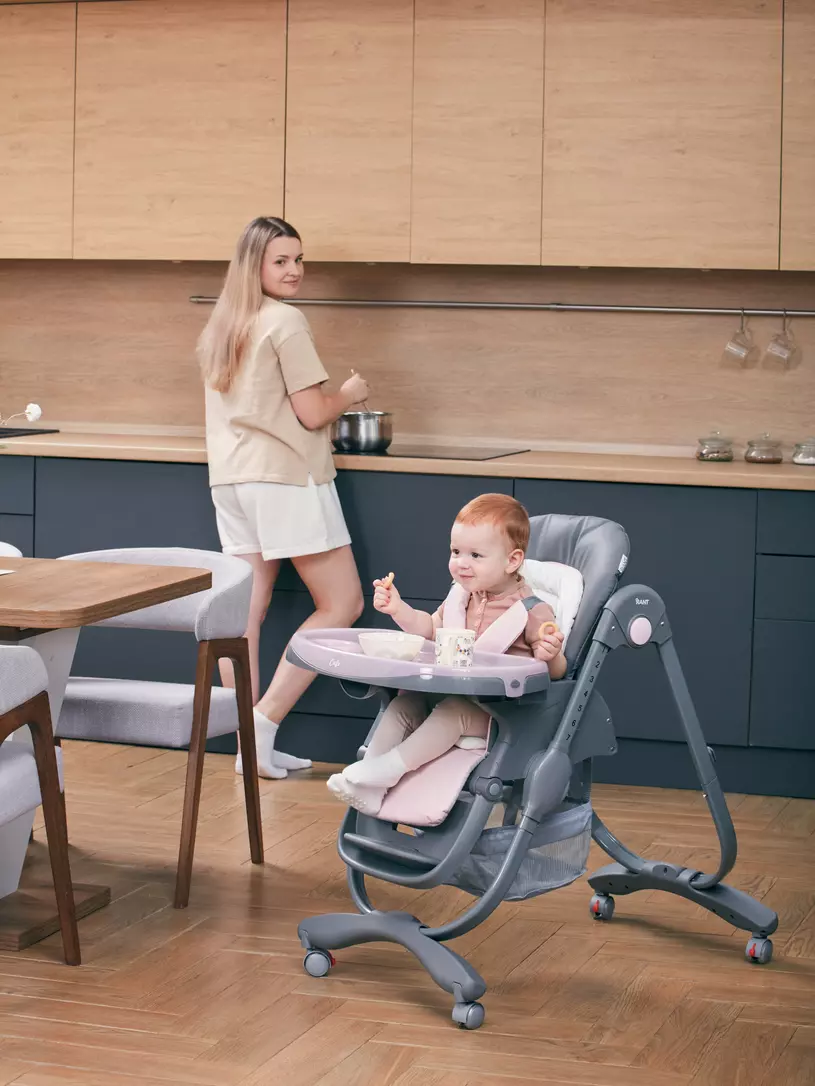 Стульчик для кормления Rant Cafe grey-pink