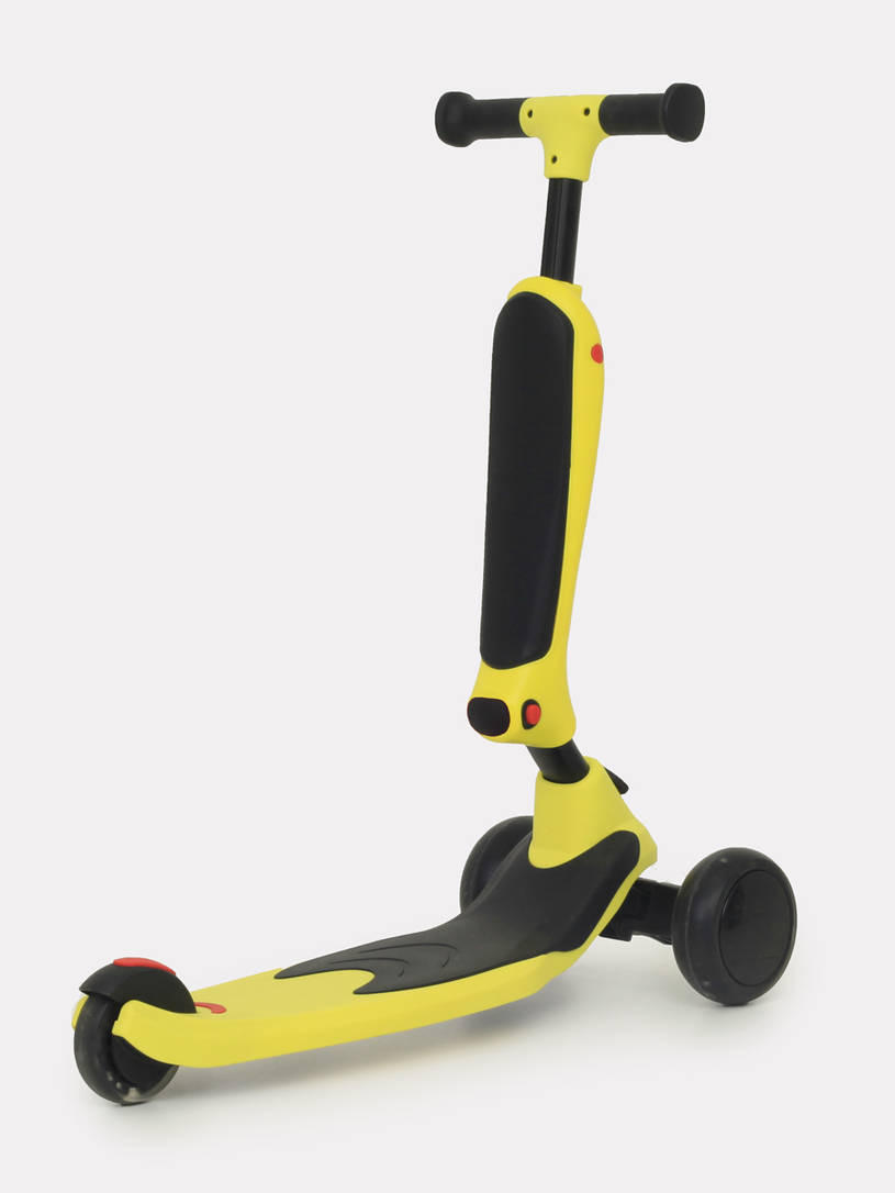 Беговел-самокат Rant Rider Plus со светящимися колесами желтый