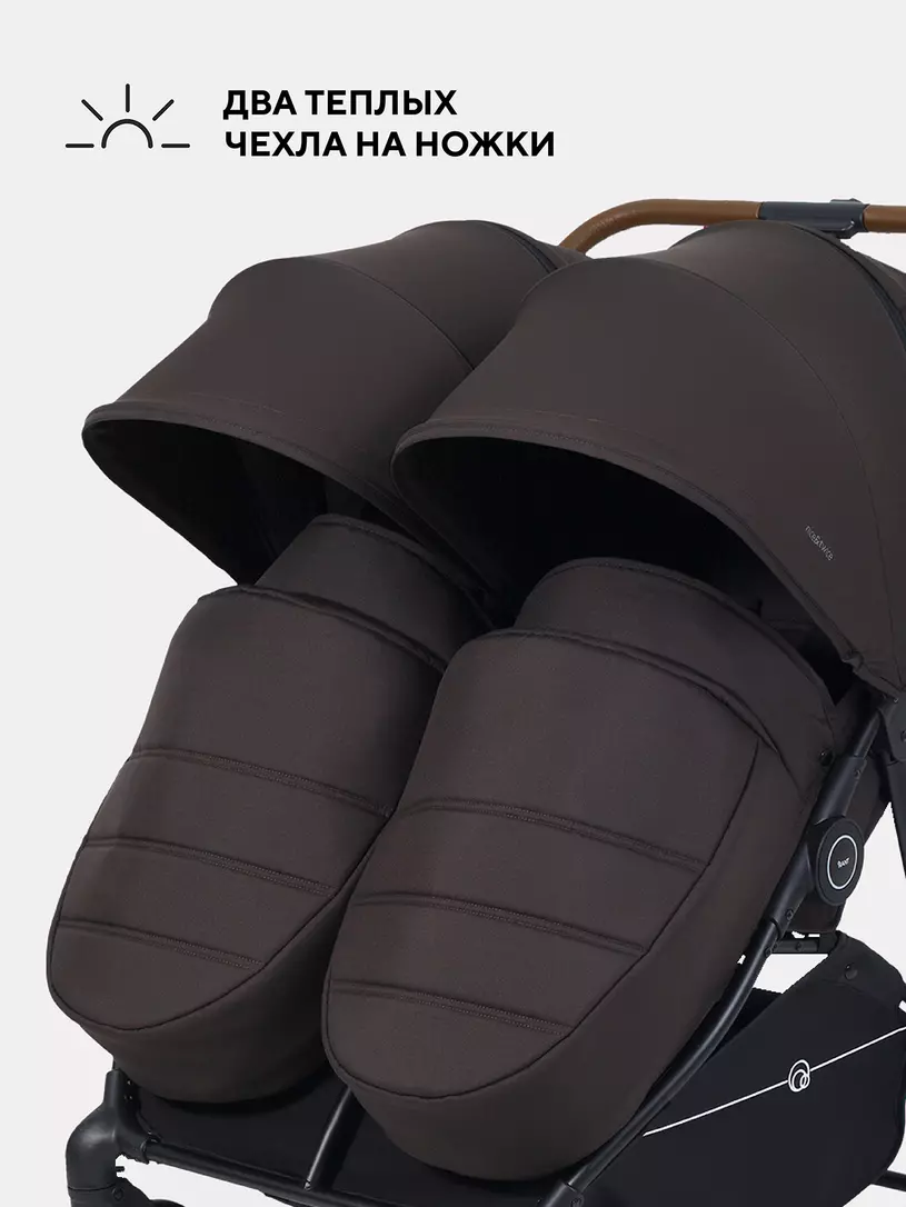 Коляска прогулочная для двойни Rant Twinny Chocolate 2025