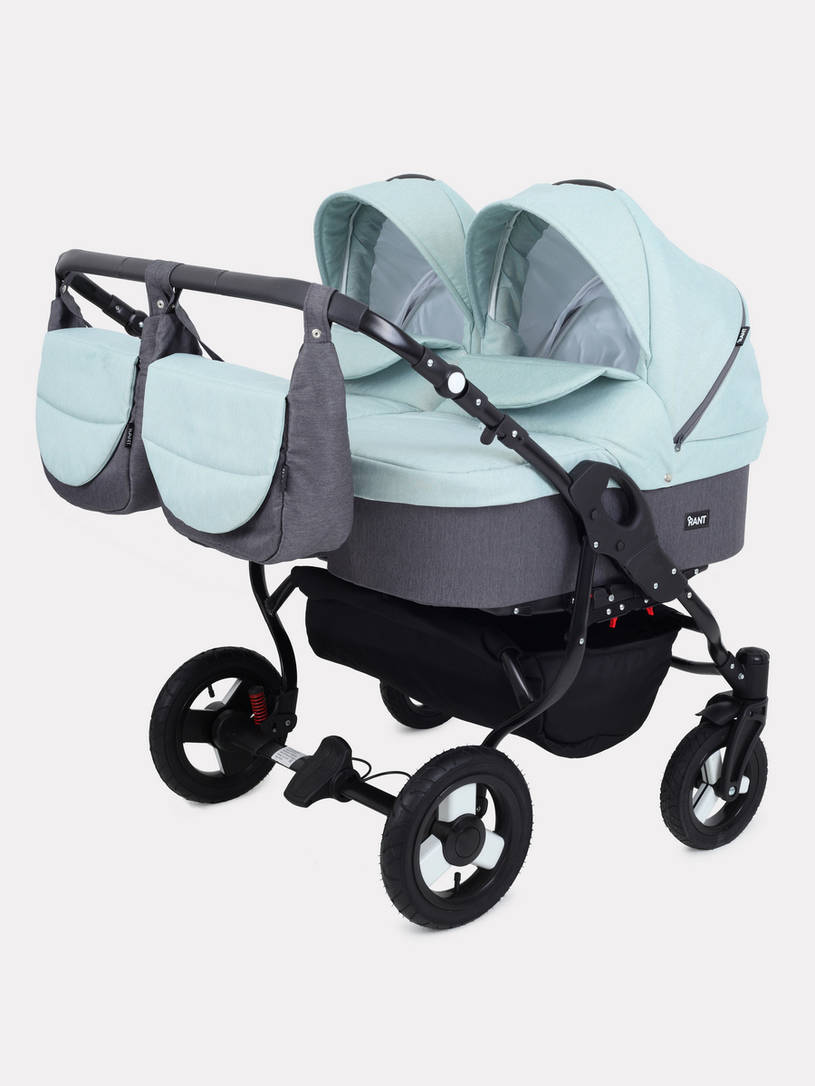 Коляска для двойни 2 в 1 Rant Dream Duo 04 серый-мятный