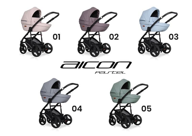 Коляска 2 в 1 Riko Basic Aicon Pastel 01 розовый