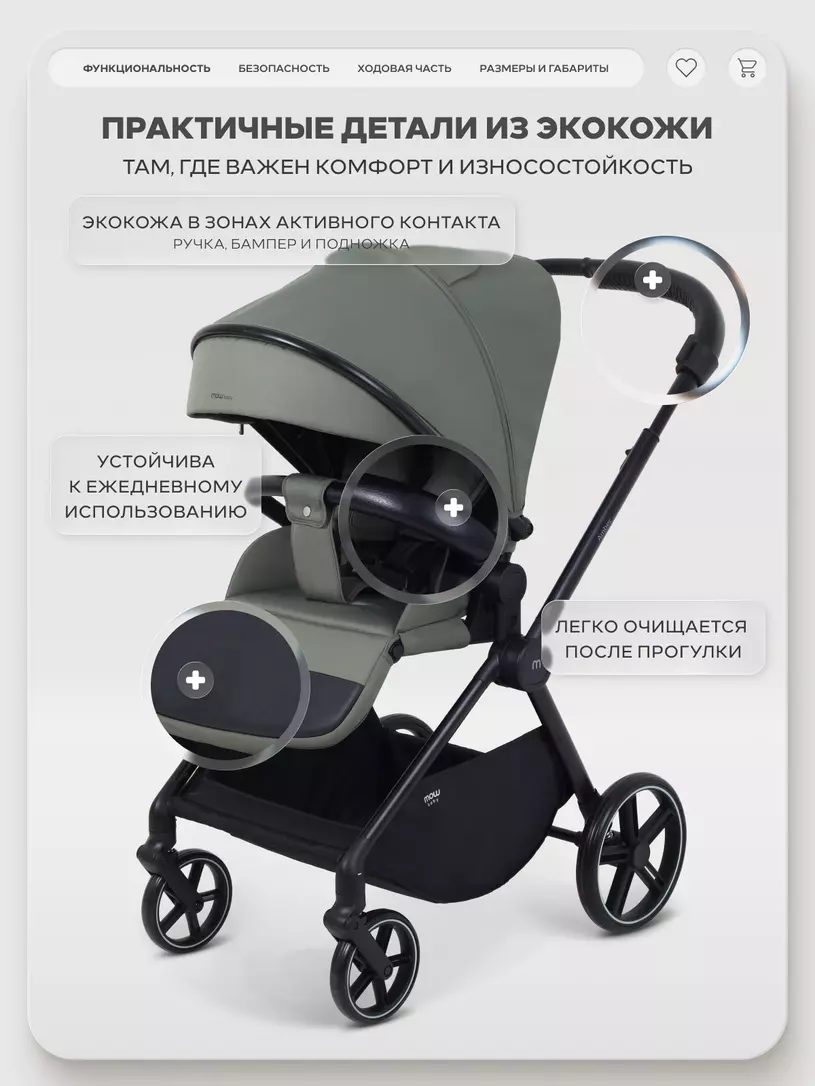 Коляска прогулочная Mowbaby Amber Olive