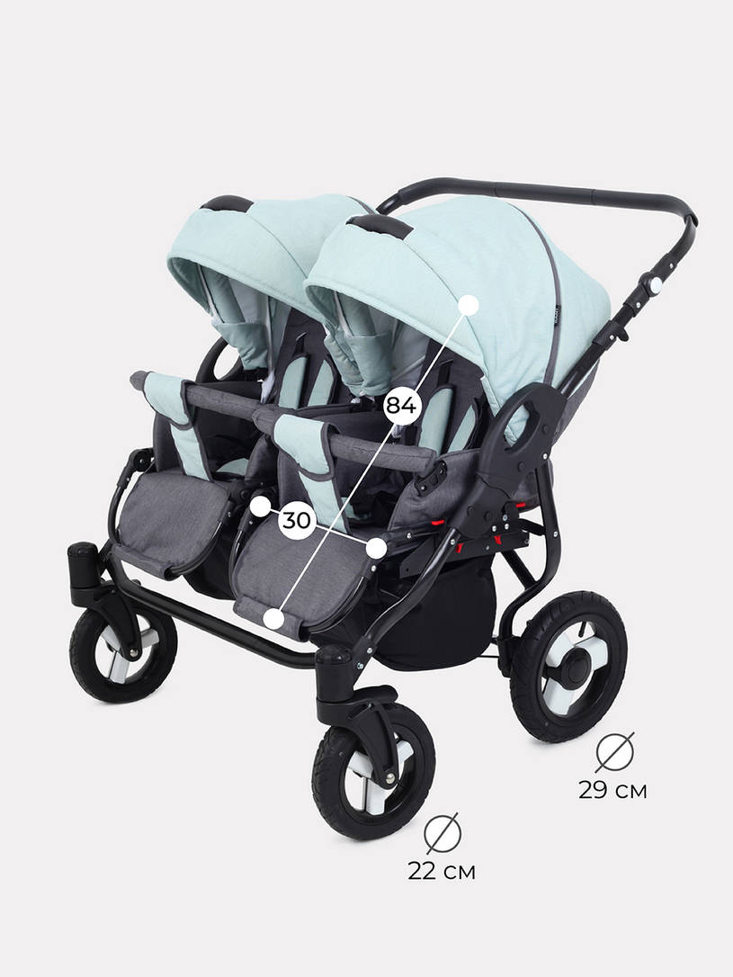 Коляска для двойни 2 в 1 Rant Dream Duo 04 серый-мятный