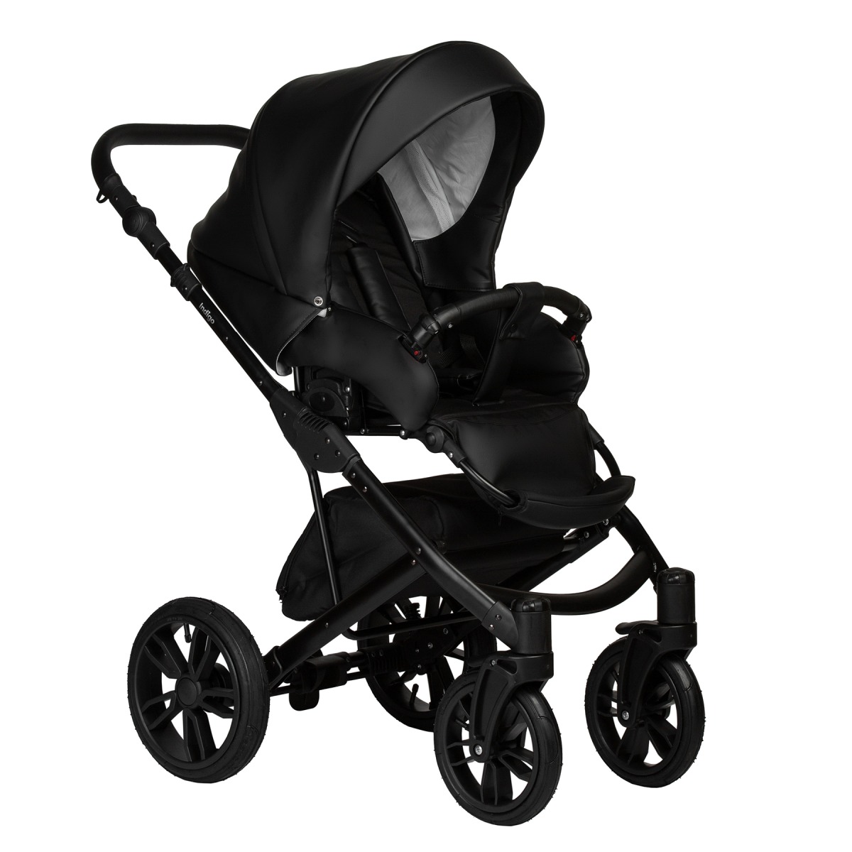 Коляска 2 в 1 Indigo Mio Eco, 01 (Черная кожа)