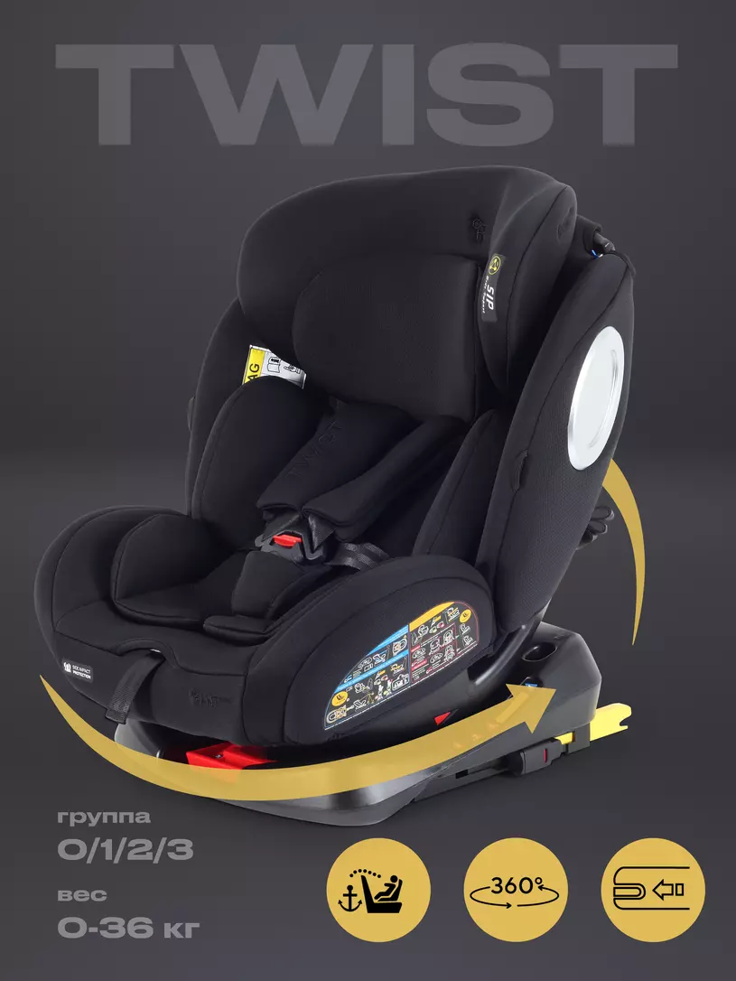 Автокресло Rant Basic Twist Next isofix группа 0+/1/2/3 (0-36 кг) Black