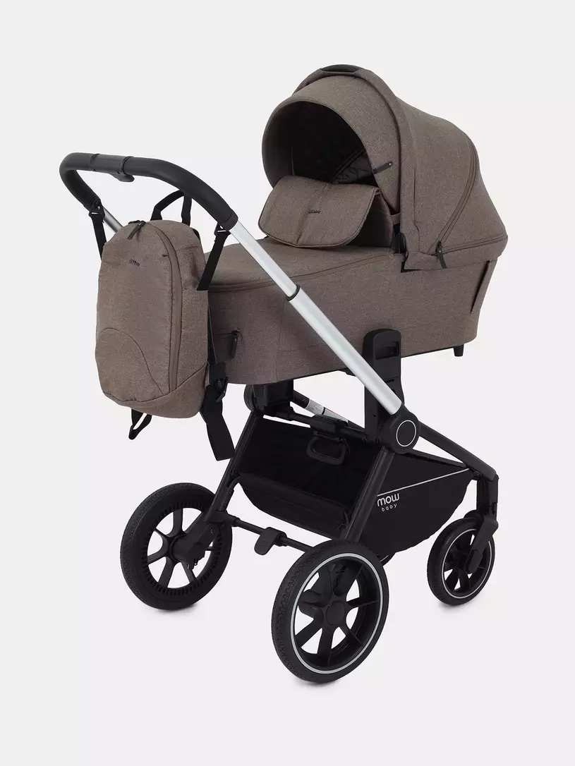 Коляска 3 в 1 Mowbaby Zoom PU silver cacao brown