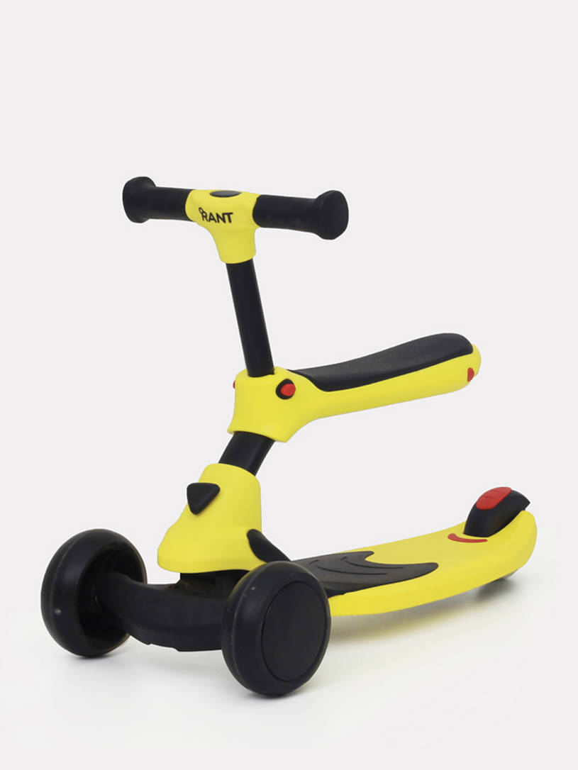 Беговел-самокат Rant Rider Plus со светящимися колесами желтый