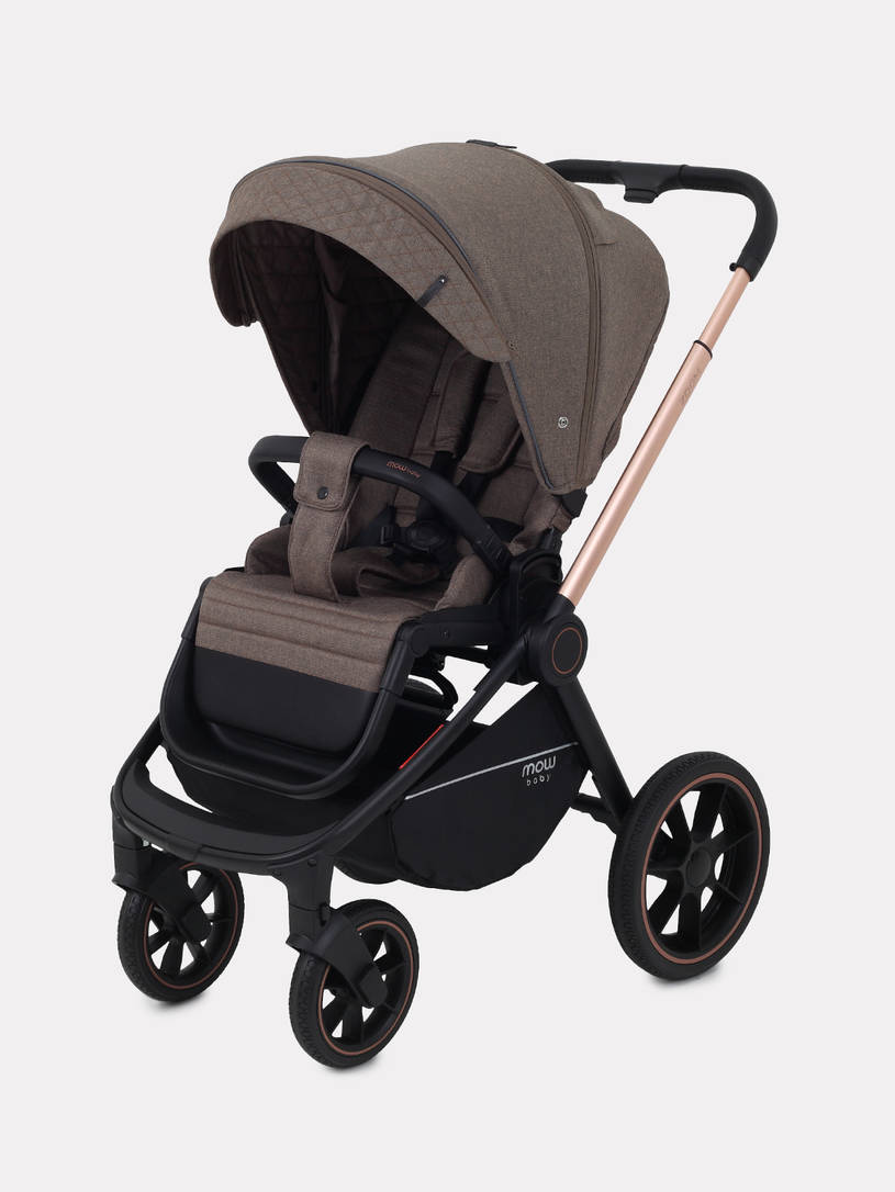 Коляска 2 в 1 Mowbaby Zoom PU gold cacao brown