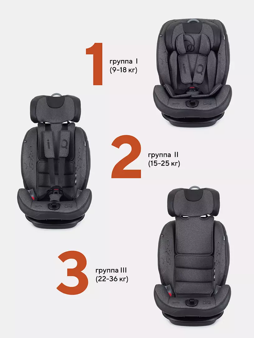 Автокресло Rant IQ isofix 1/2/3 (9-36 кг) Dark grey
