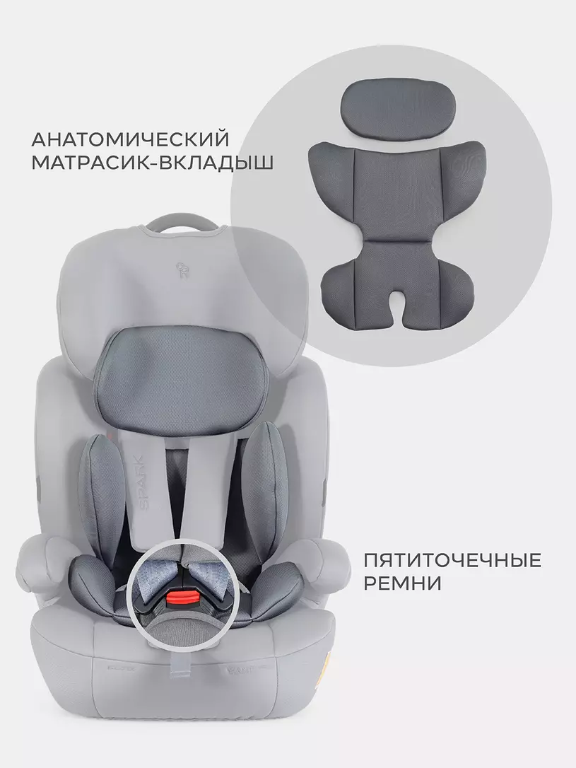 Автокресло Rant Basic Spark Next Isofix группа 1/2/3 (9-36 кг) Grey