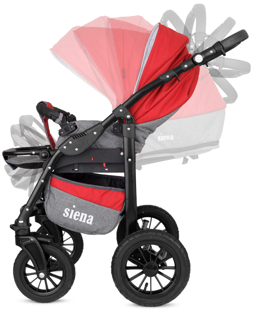 Коляска 3 в 1 Rant Siena 05 серый-красный