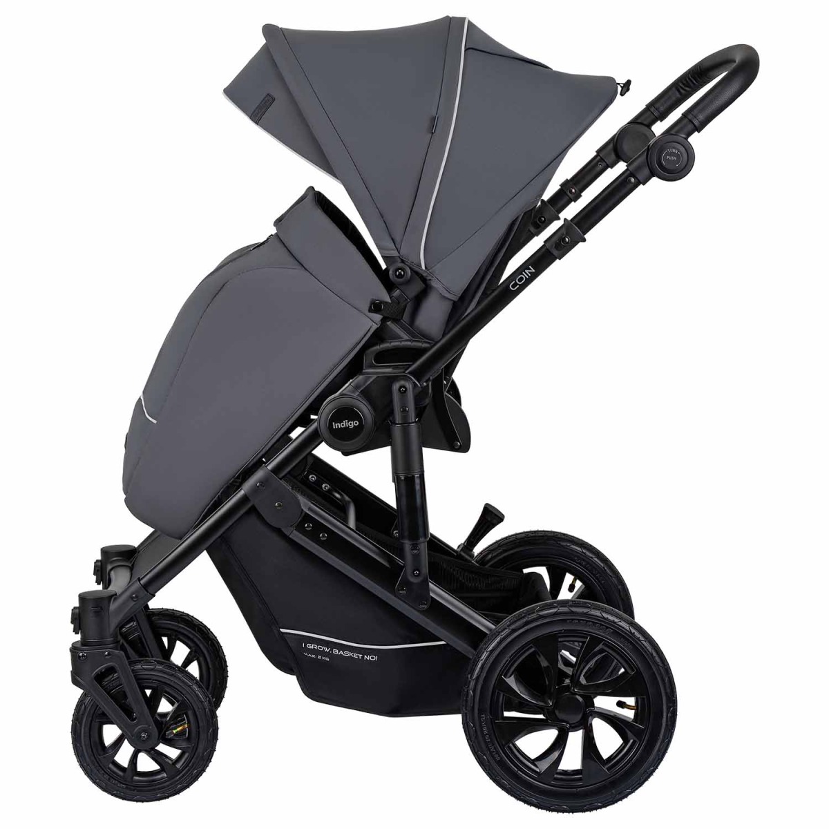 Коляска 2 в 1 Indigo Coin, Темно-серый