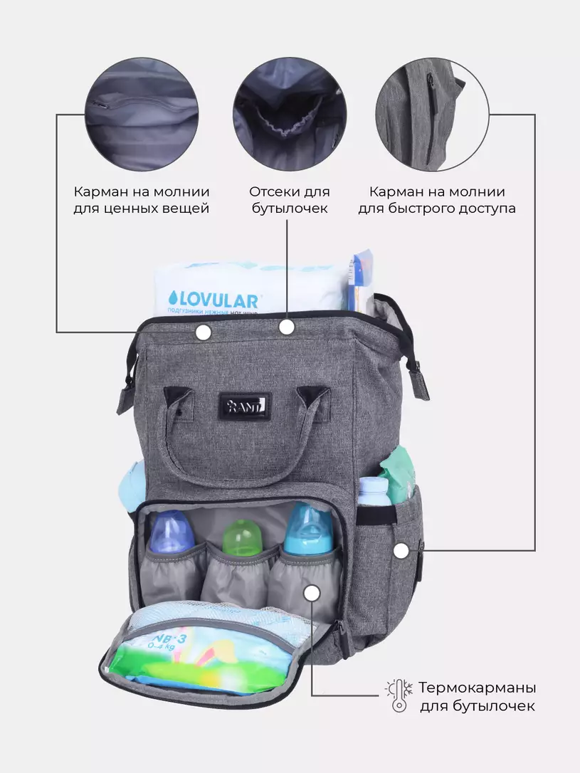 Сумка для мамы + шоппер Rant Shopping Set koala grey