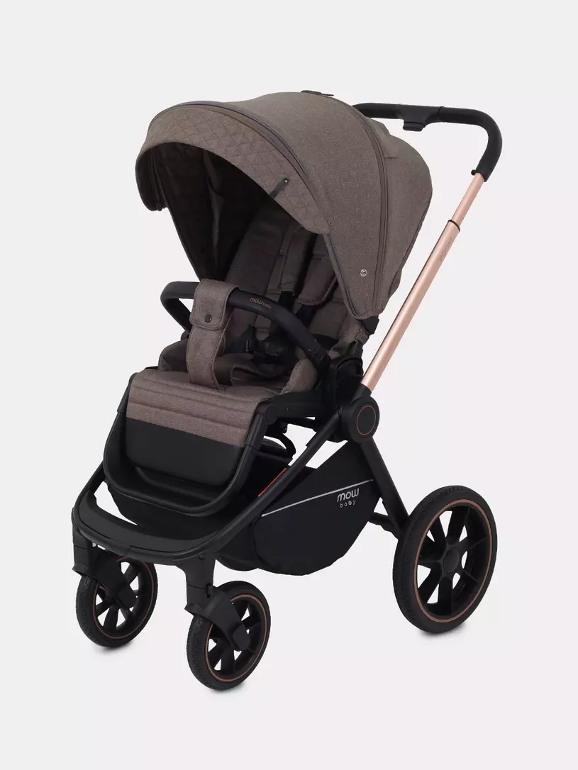 Коляска 3 в 1 Mowbaby Zoom PU gold cacao brown