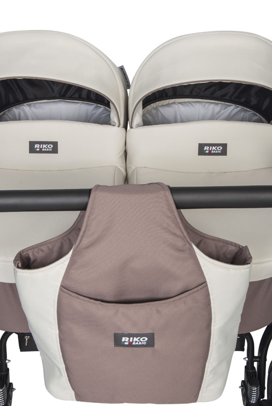Коляска для двойни 2 в 1 Riko Basic Saxo 03 бежевый-коричневый