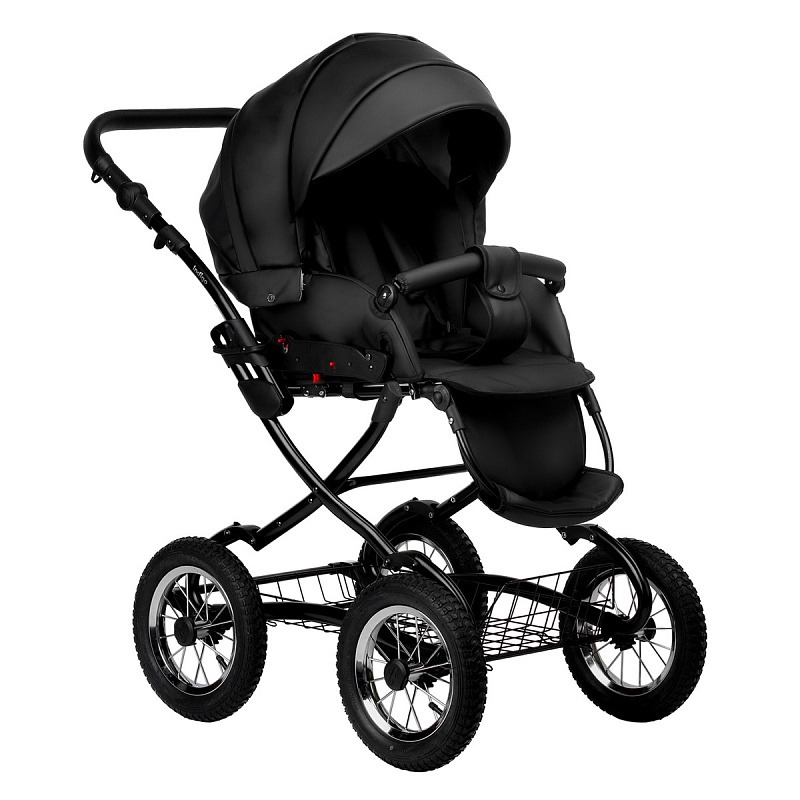 Коляска 2 в 1 Indigo Barbara Eco Classic, Be 03 (Черная кожа)