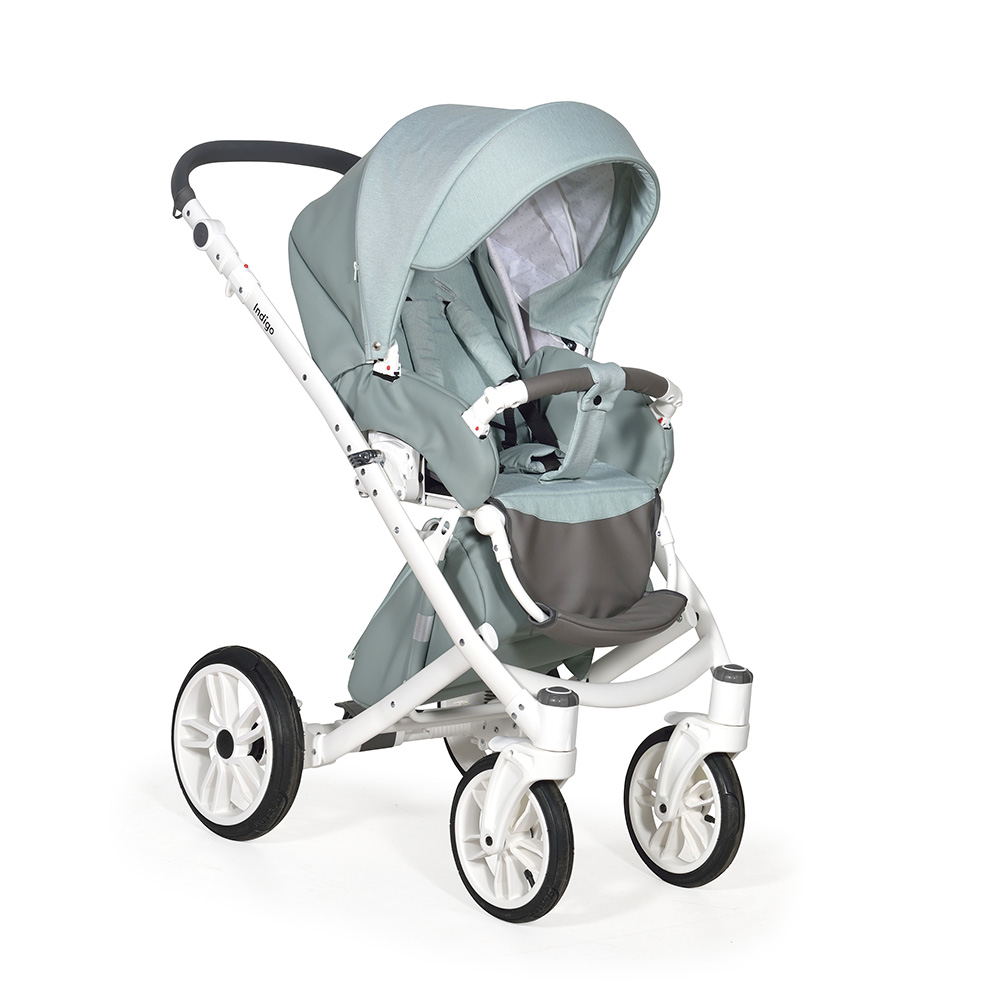 Коляска 2 в 1 Indigo PORTO - Po 05 (шалфей кожа+шалфей лен)