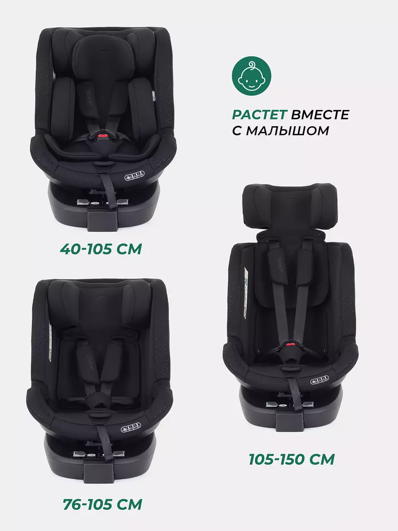 Автокресло Mowbaby Stage isofix (40-150 см) 0-36 кг Black