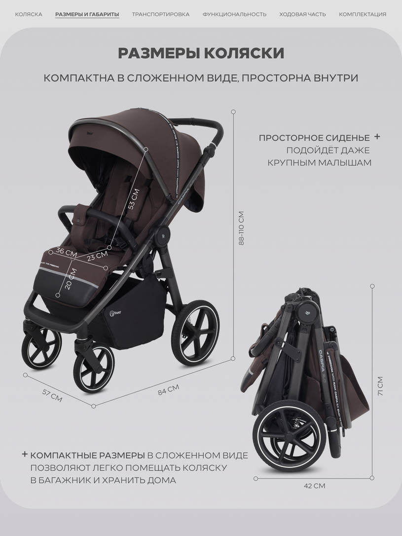Коляска прогулочная Rant Caspia Soft Shine brown