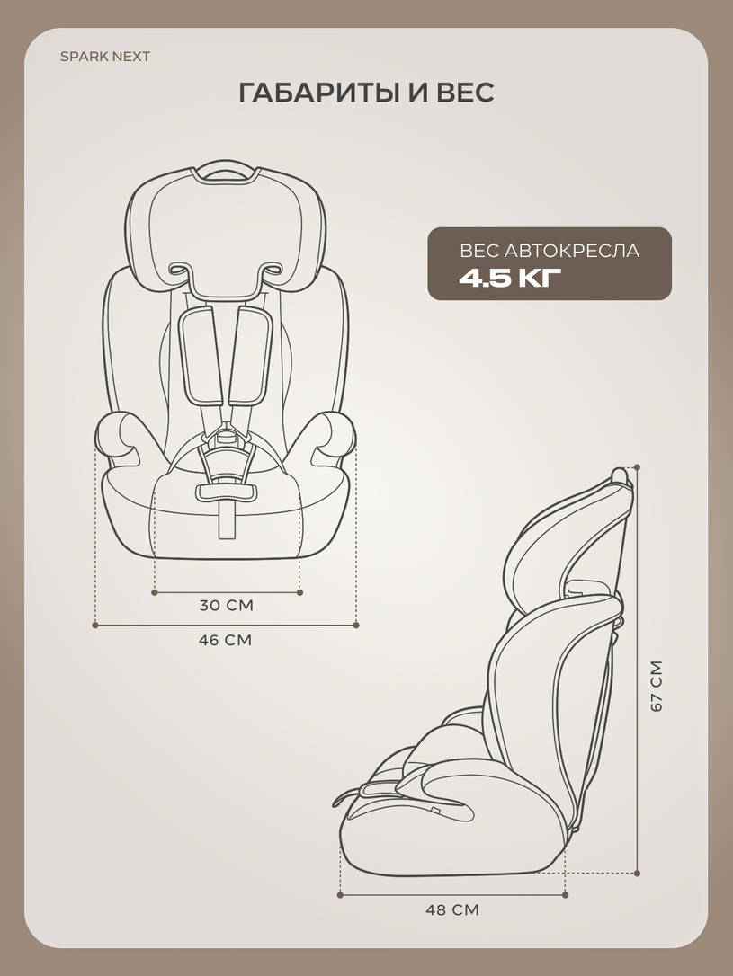 Автокресло Rant Basic Spark Next группа 1/2/3 (9-36 кг) Choco