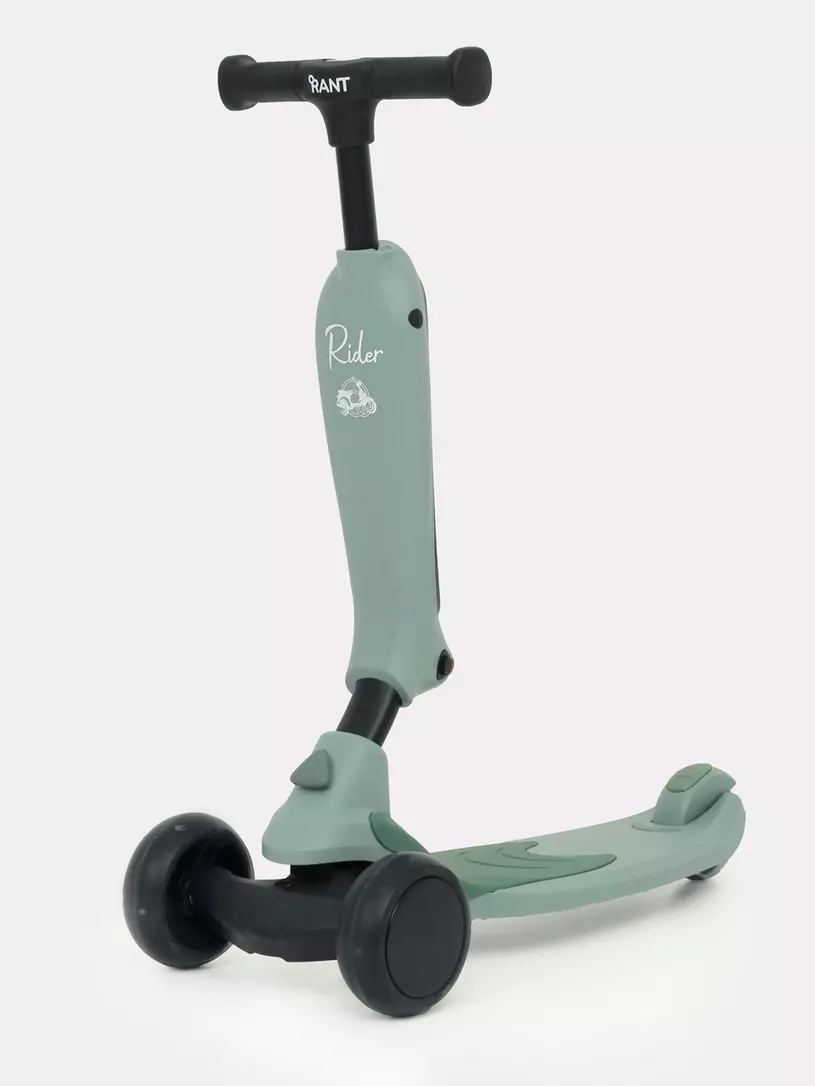 Беговел-самокат Rant Rider со светящимися колесами зеленый