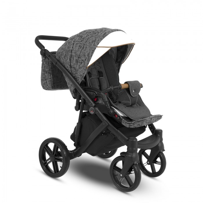 Коляска Camarelo Avenger 3 в 1 серый жаккард/белая экокожа