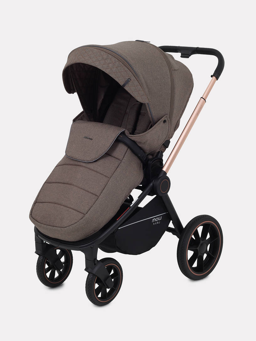 Коляска 2 в 1 Mowbaby Zoom PU gold cacao brown