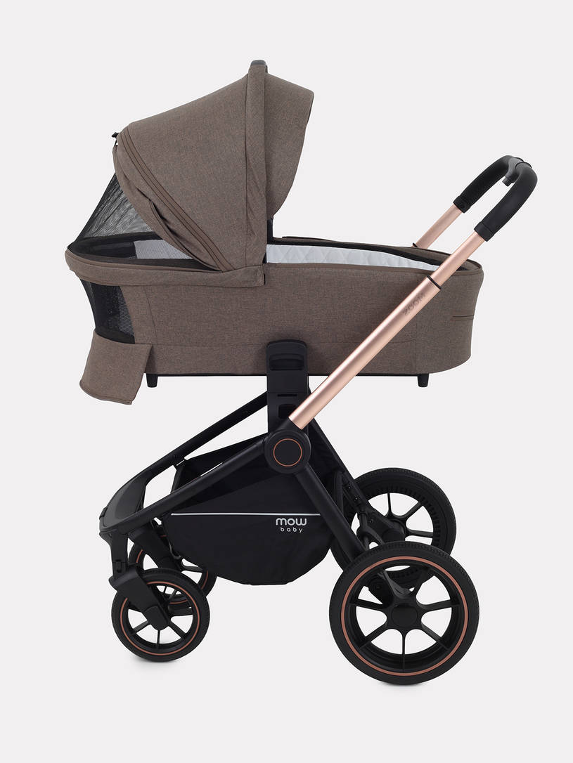 Коляска 2 в 1 Mowbaby Zoom PU gold cacao brown