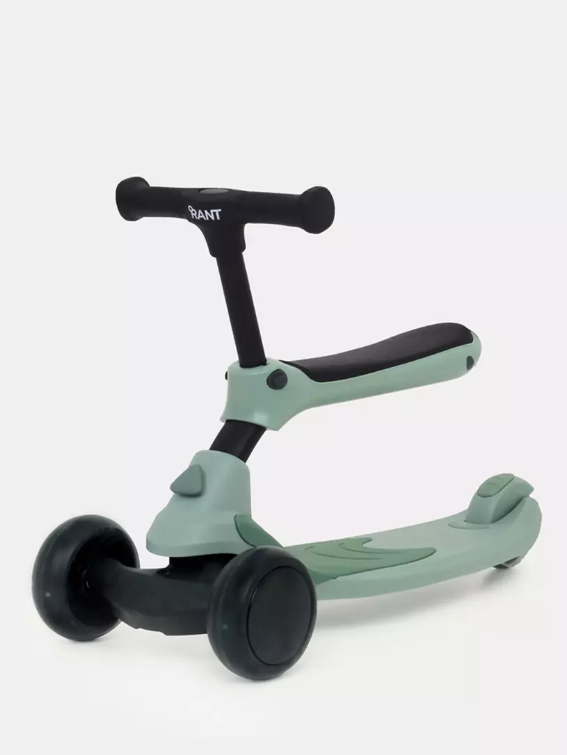 Беговел-самокат Rant Rider со светящимися колесами зеленый