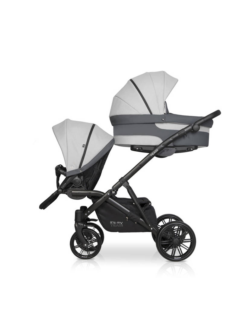 Коляска для двойни 2 в 1 Riko Team 2020 серый