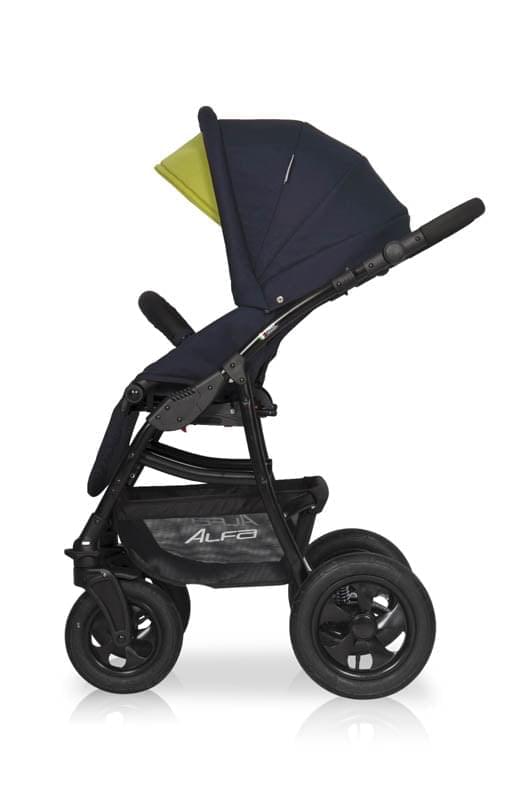 Коляска 2 в 1 Riko Basic Alfa 01 черно-салатовый