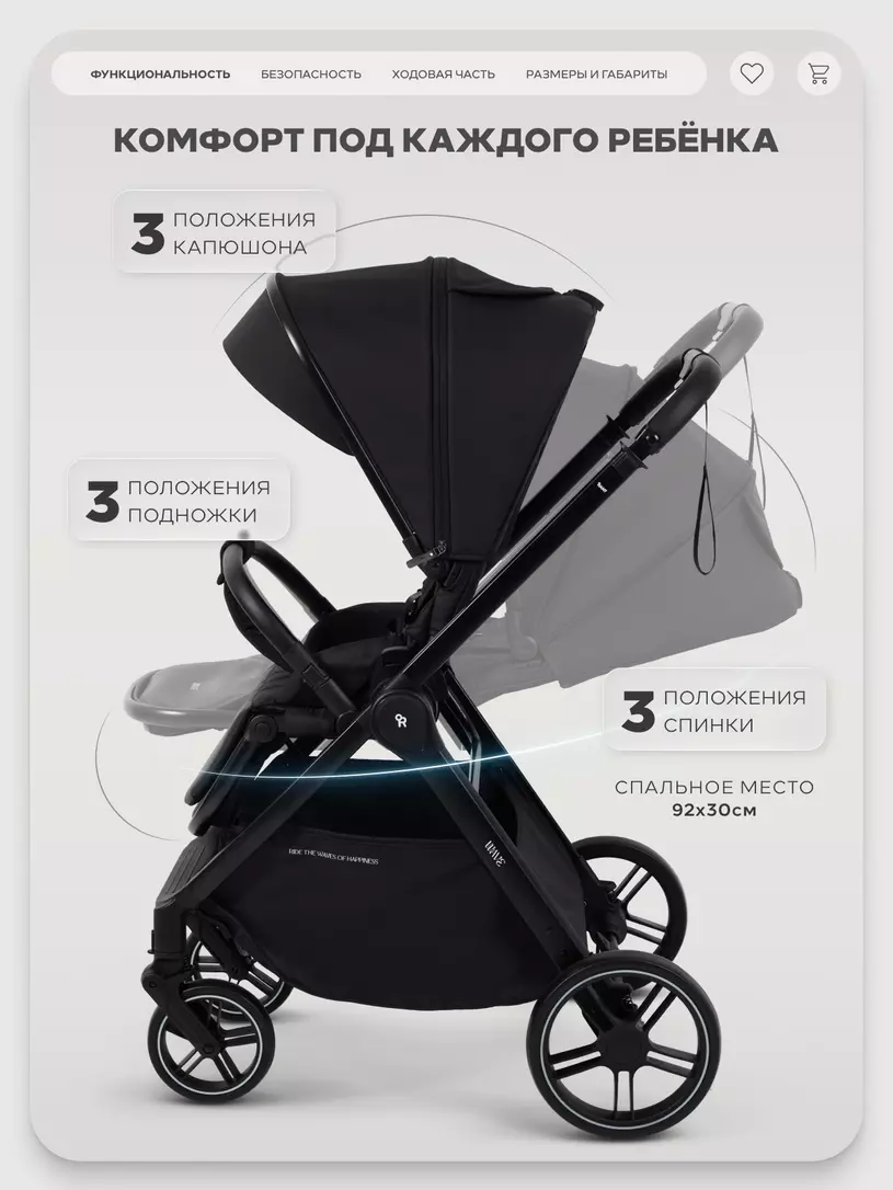 Коляска прогулочная Rant Basic Wave Black