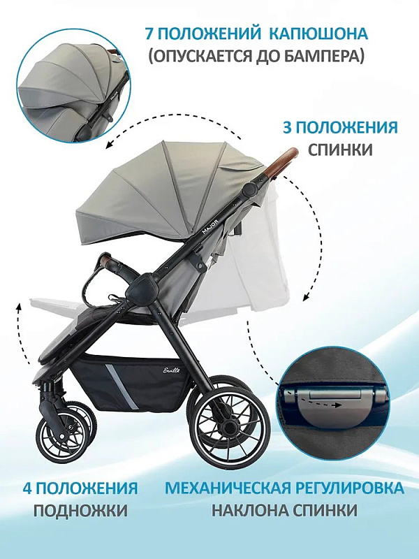 Детская прогулочная коляска Sevillababy Major серo-коричневый