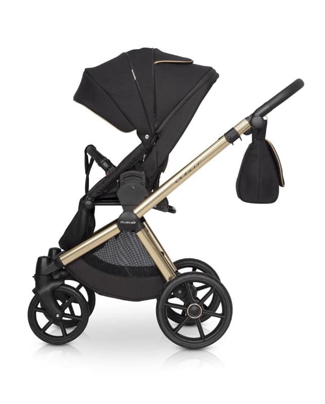 Коляска 2 в 1 Riko Qubus 05 черно-золотой