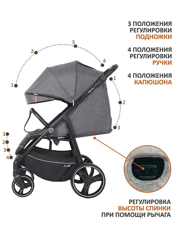 Детская прогулочная коляска Sevillababy Drive тёмно-серый
