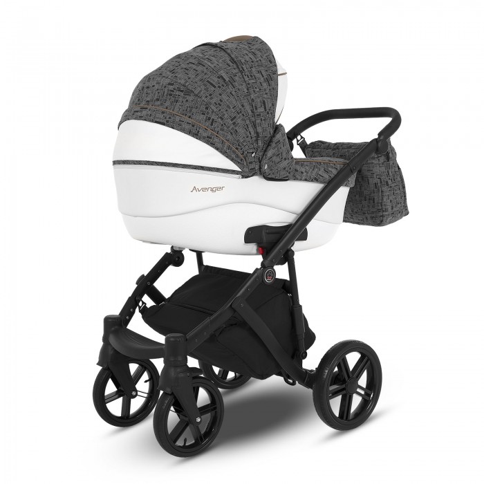Коляска Camarelo Avenger 3 в 1 серый жаккард/белая экокожа