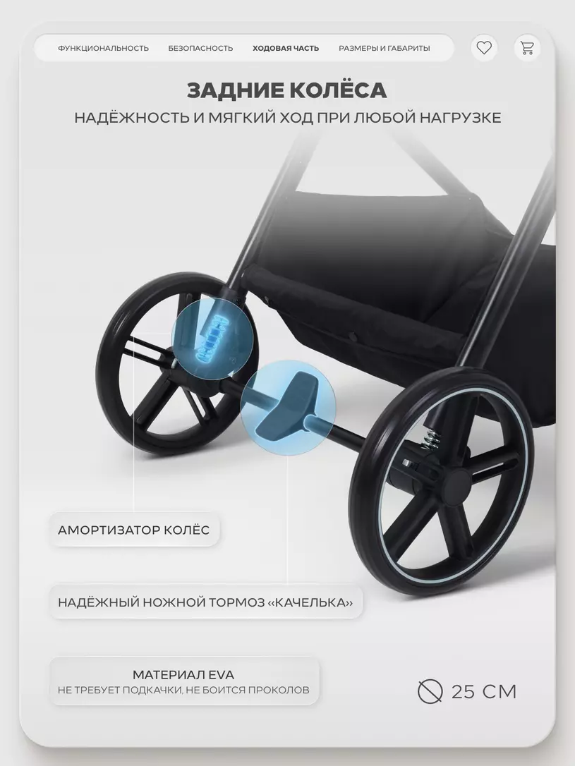 Коляска прогулочная Mowbaby Amber Black