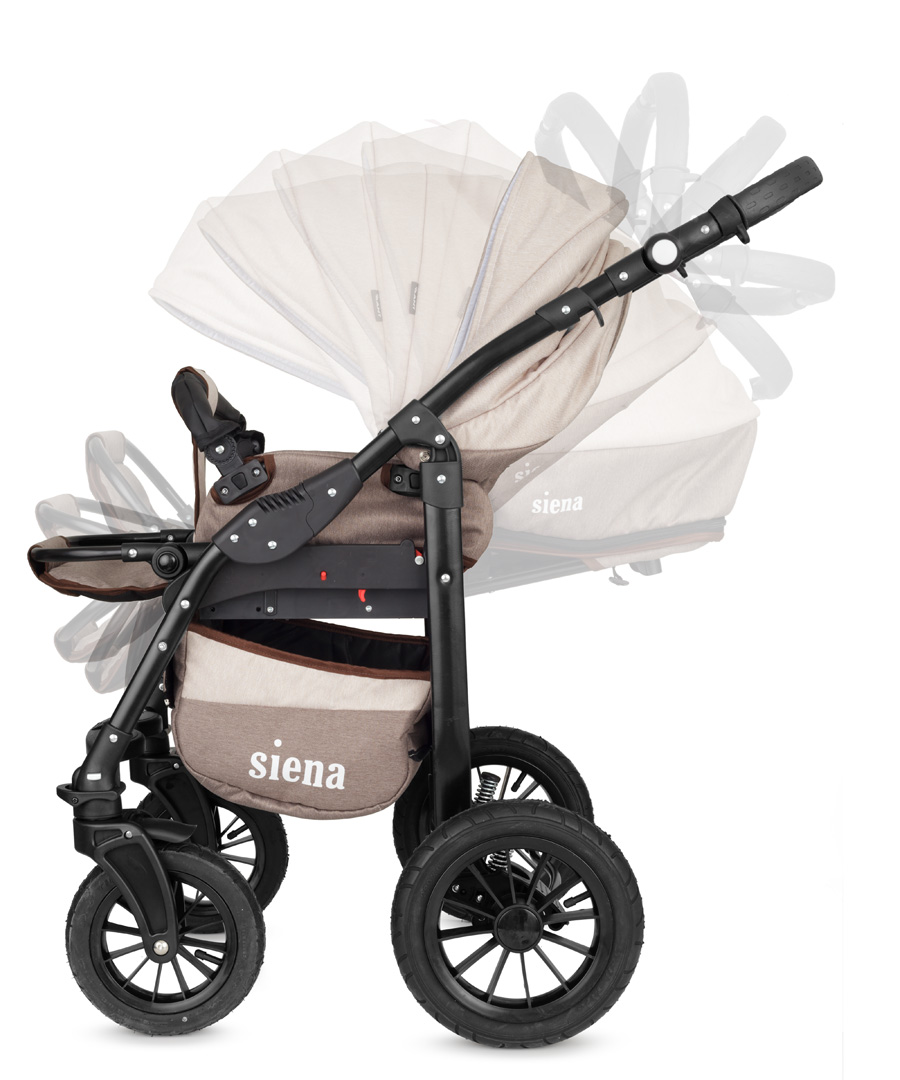 Коляска 3 в 1 Rant Siena 02 коричневый-бежевый