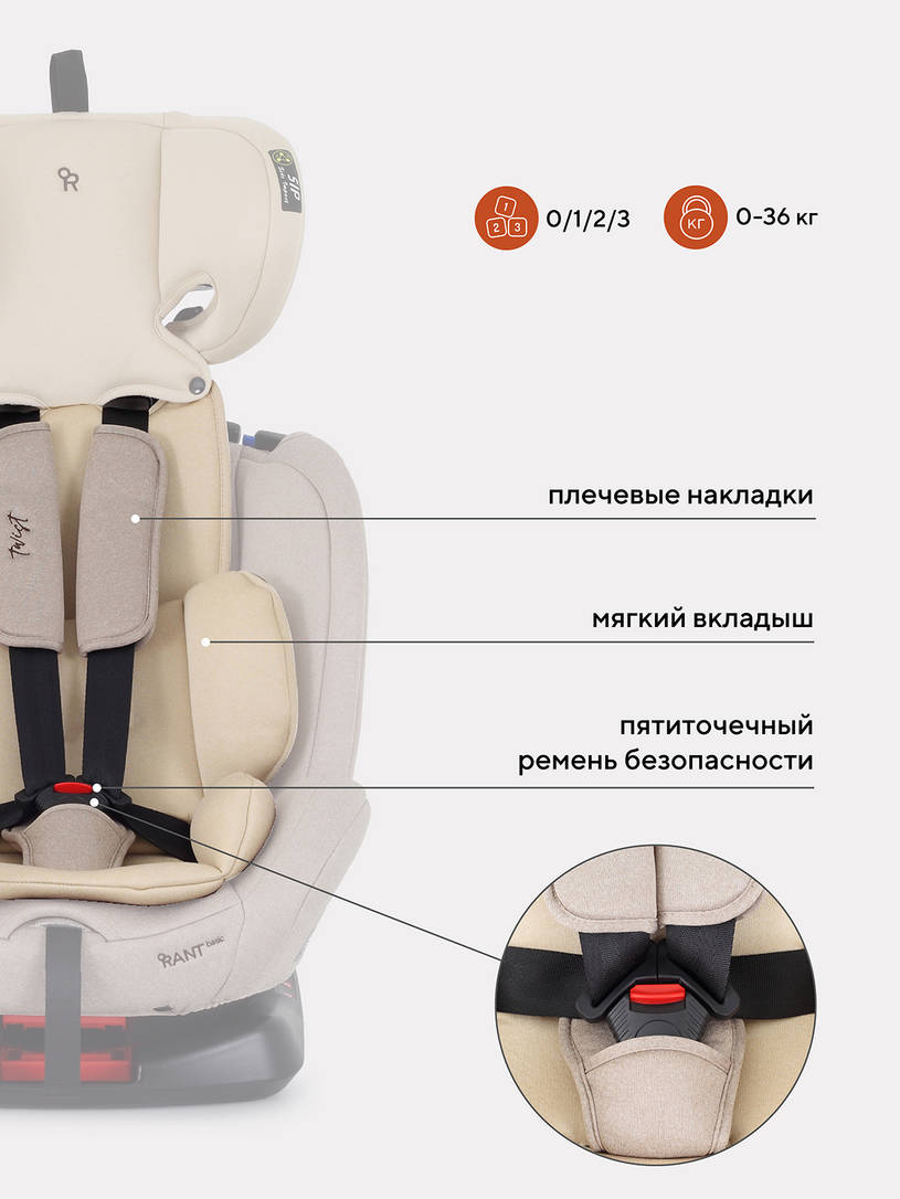 Автокресло Rant Basic Twist 0/1/2/3 (0-36 кг) Cream