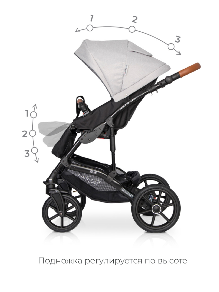 Коляска 3 в 1 Riko Basic Bella Life 01 Grey Fox серый