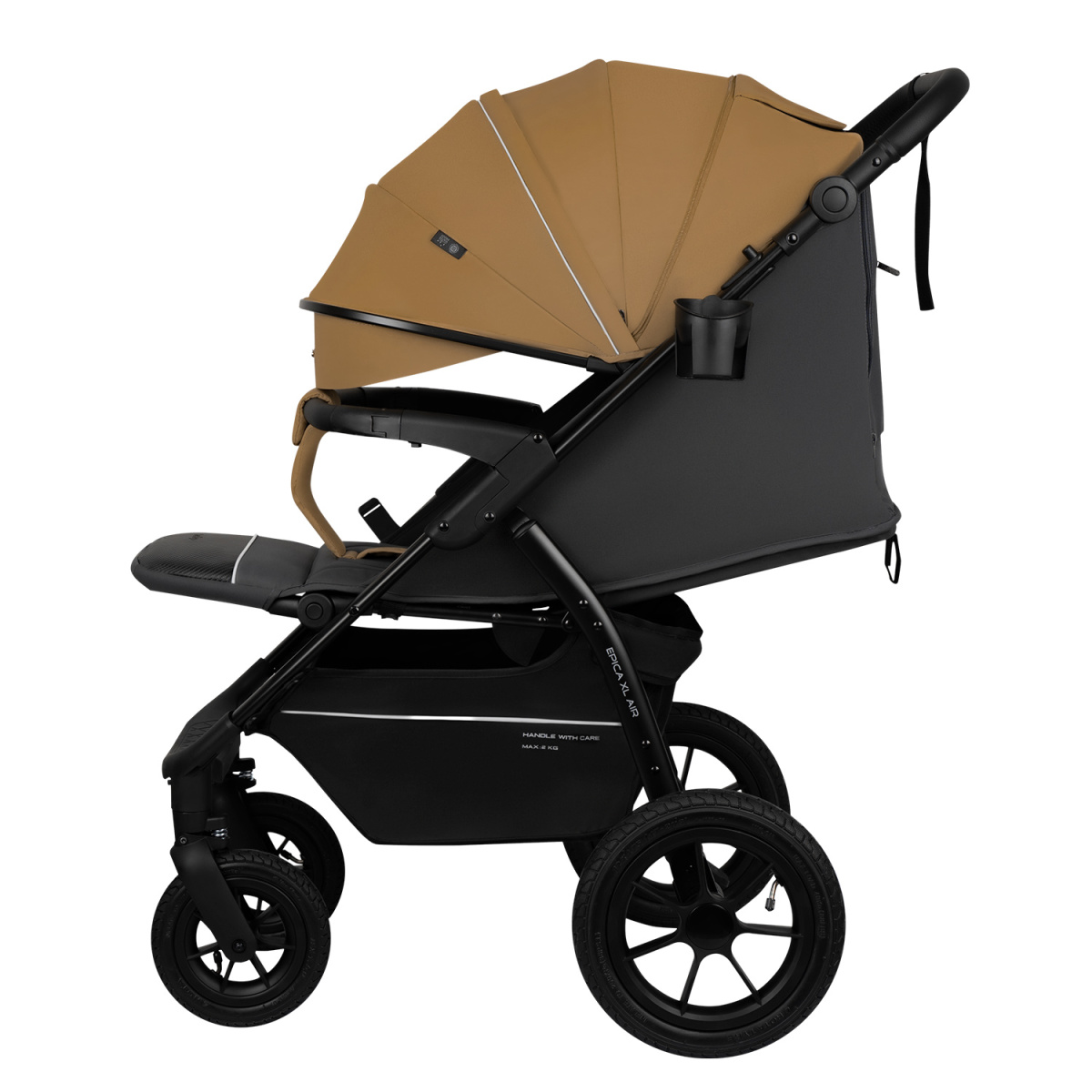 Коляска прогулочная Indigo EPICA XL AIR с сумкой бежевый-серый