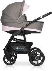 Коляска 3 в 1 Riko Basic Alfa Ecco 09 серо-розовый
