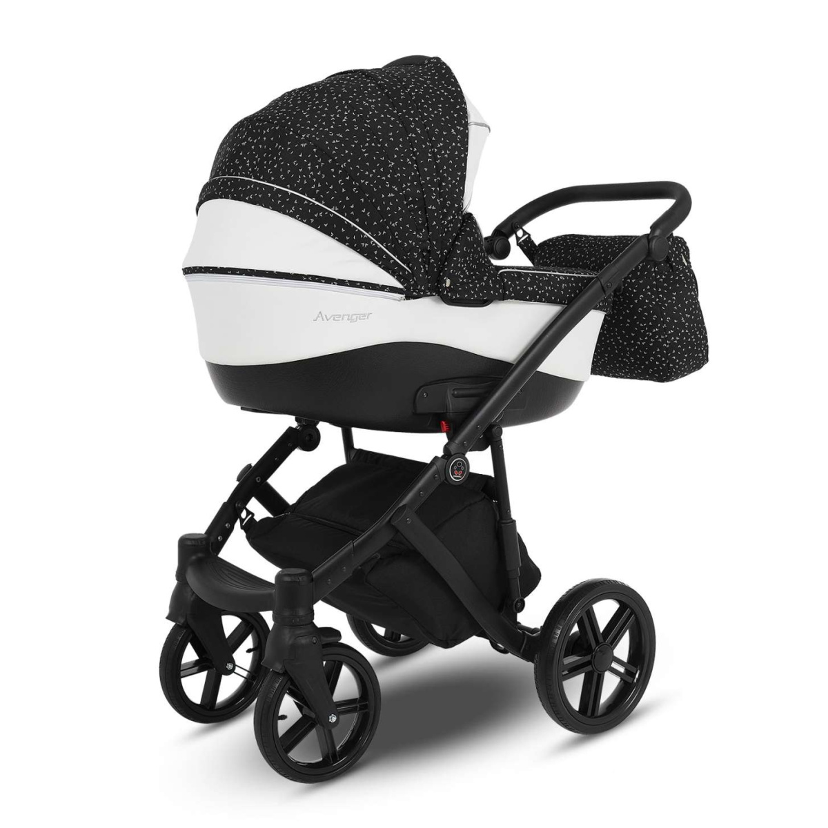 Коляска Camarelo Avenger 2 в 1черный жаккард/белая экокожа