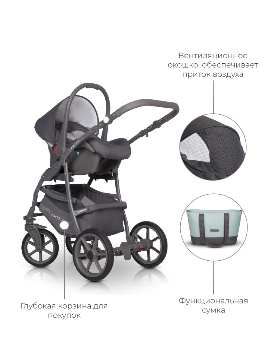 Коляска 3 в 1 Riko Basic Bella Pastel 02 ментоловый