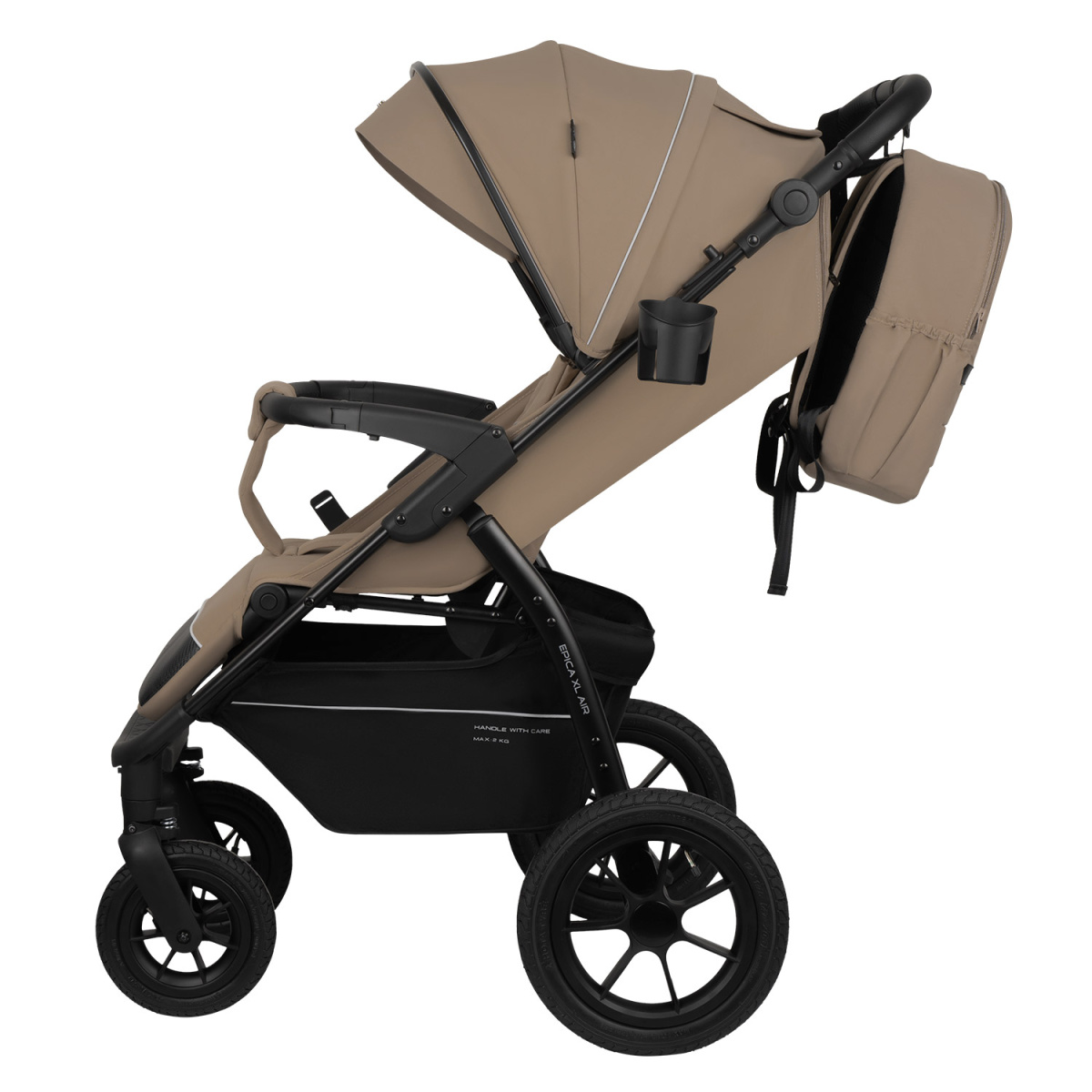 Коляска прогулочная Indigo EPICA XL AIR с сумкой бежевый