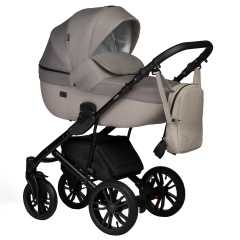 Коляска 2 в 1 Indigo Mio S, 01 (Светло-бежевая кожа + Бежевый)