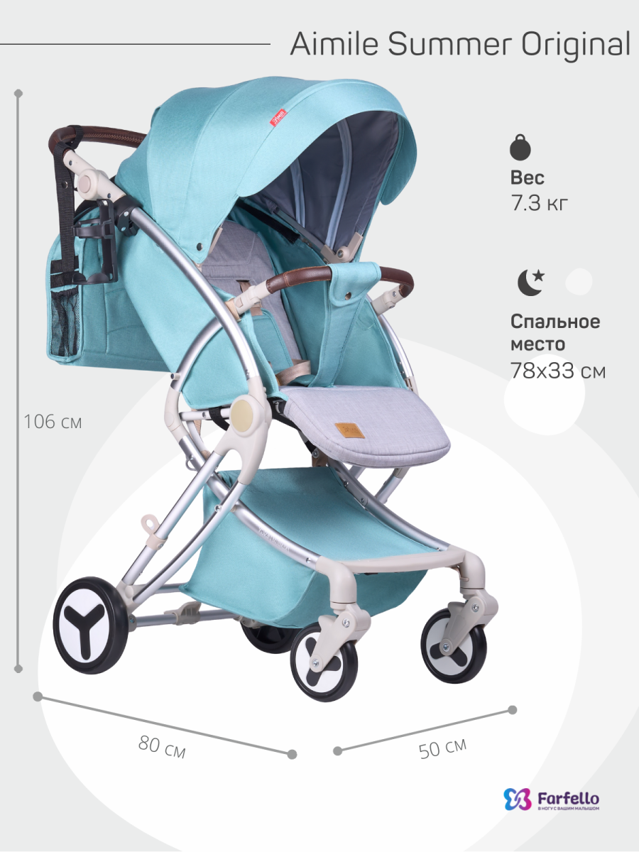 Коляска детская Farfello Aimile Summer Original (Pearl) Мятный ASP-3