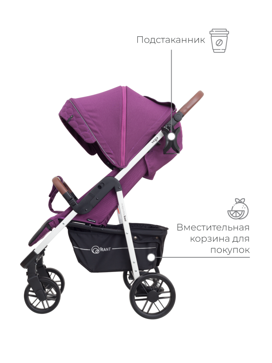 Коляска прогулочная Rant Vega Trends Lines purple (2021). Цвет: Фиолетовый