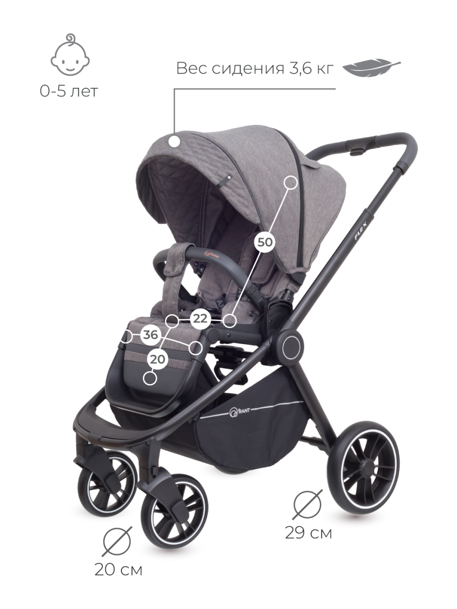 Коляска 3 в 1 Rant Flex Trends Grey серый