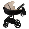 Коляска 2 в 1 Indigo Tour Eco, Te 01 (Черная кожа + Бежевая кожа)
